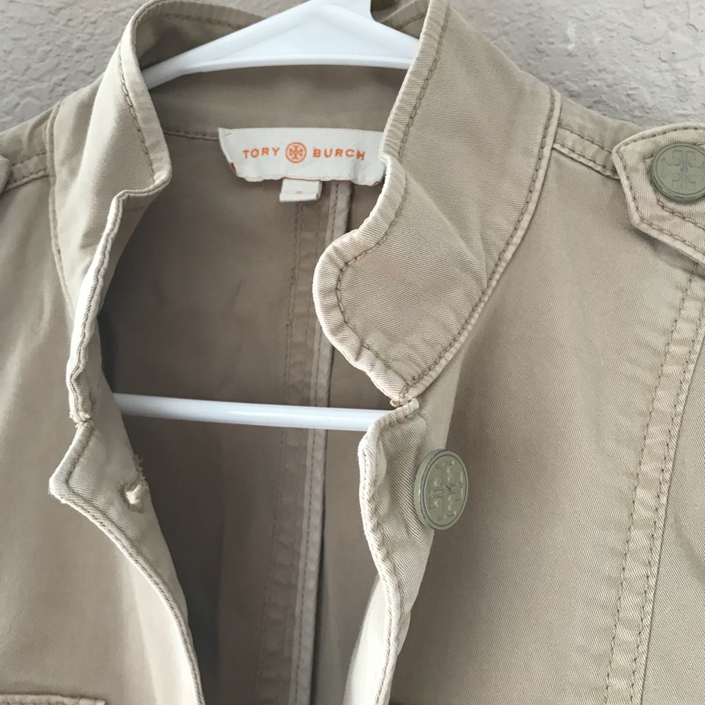 Khaki Tory Burch military Jacket.